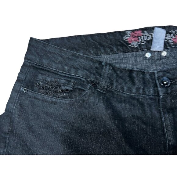 High Sierra Vintage y2k Mid Rise Embellished Pocket Denim Jeans Sz 16 Womens Bla - Picture 7 of 12